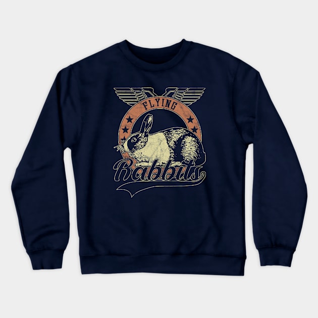 Flying Vintage Rabbits Crewneck Sweatshirt by bluerockproducts